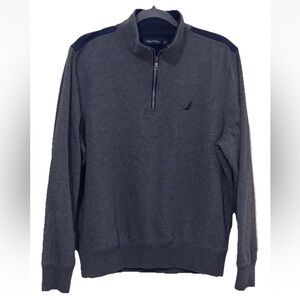 VTG Nautica, Men’s Quarter Zip Pullover, navy  grey, swim, work performance, M